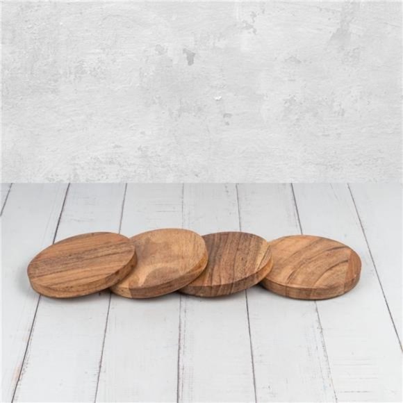 Acacia Wood Round Coasters Protection Tabletop,Countertop and Surfaces - Picture 2 of 6